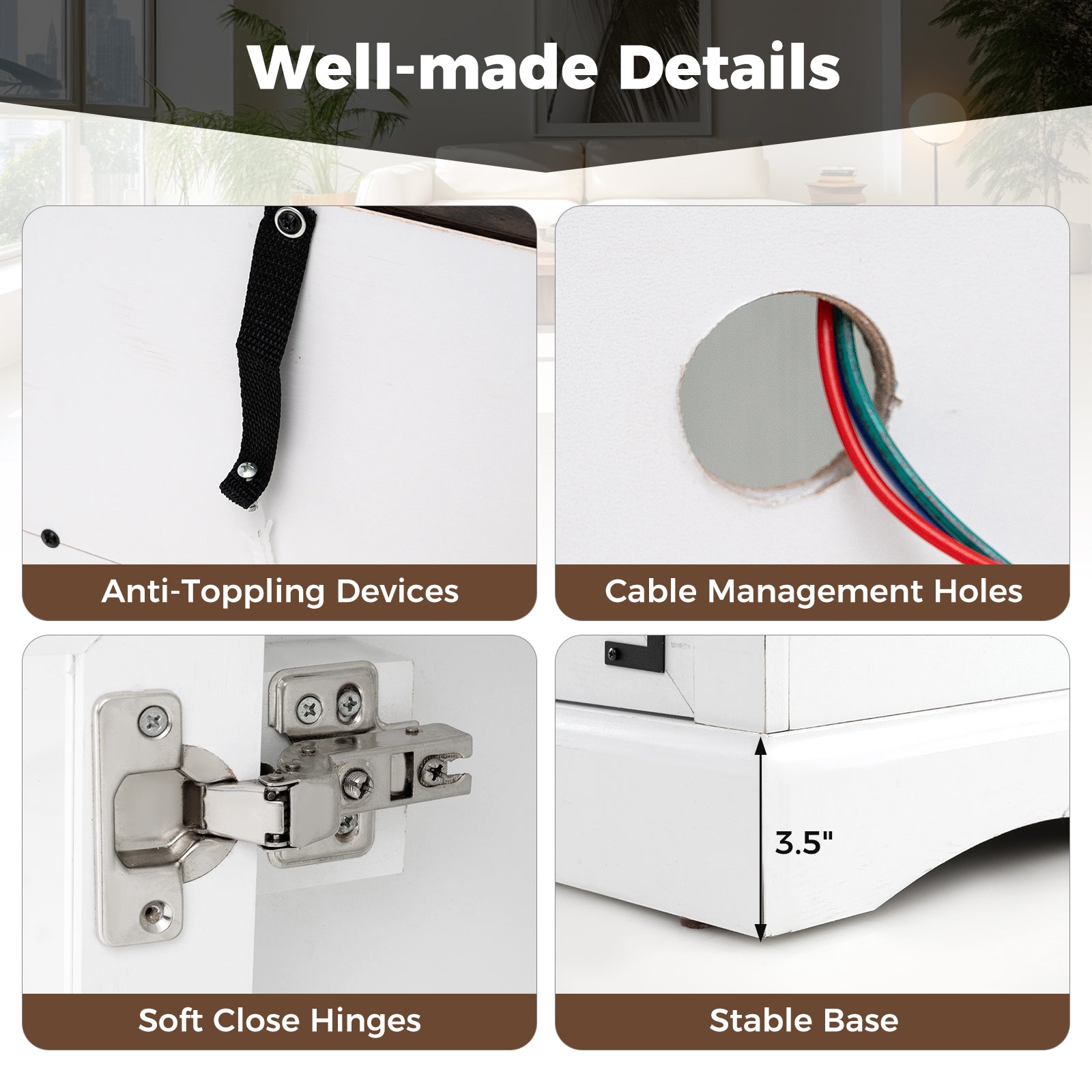 TV Stand with LED Lights and Remote Control, White Entertainment Centers & TV Stands at Gallery Canada