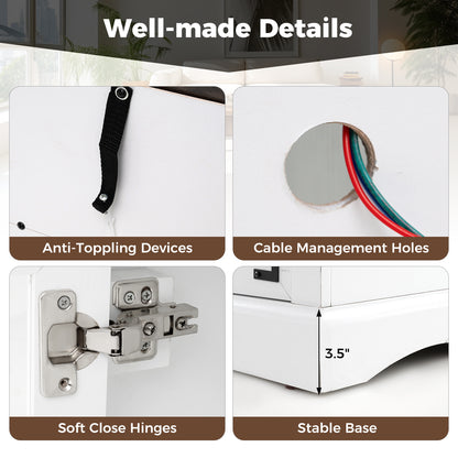 TV Stand with LED Lights and Remote Control, White Entertainment Centers & TV Stands at Gallery Canada