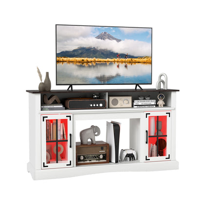 TV Stand with LED Lights and Remote Control, White Entertainment Centers & TV Stands White at Gallery Canada