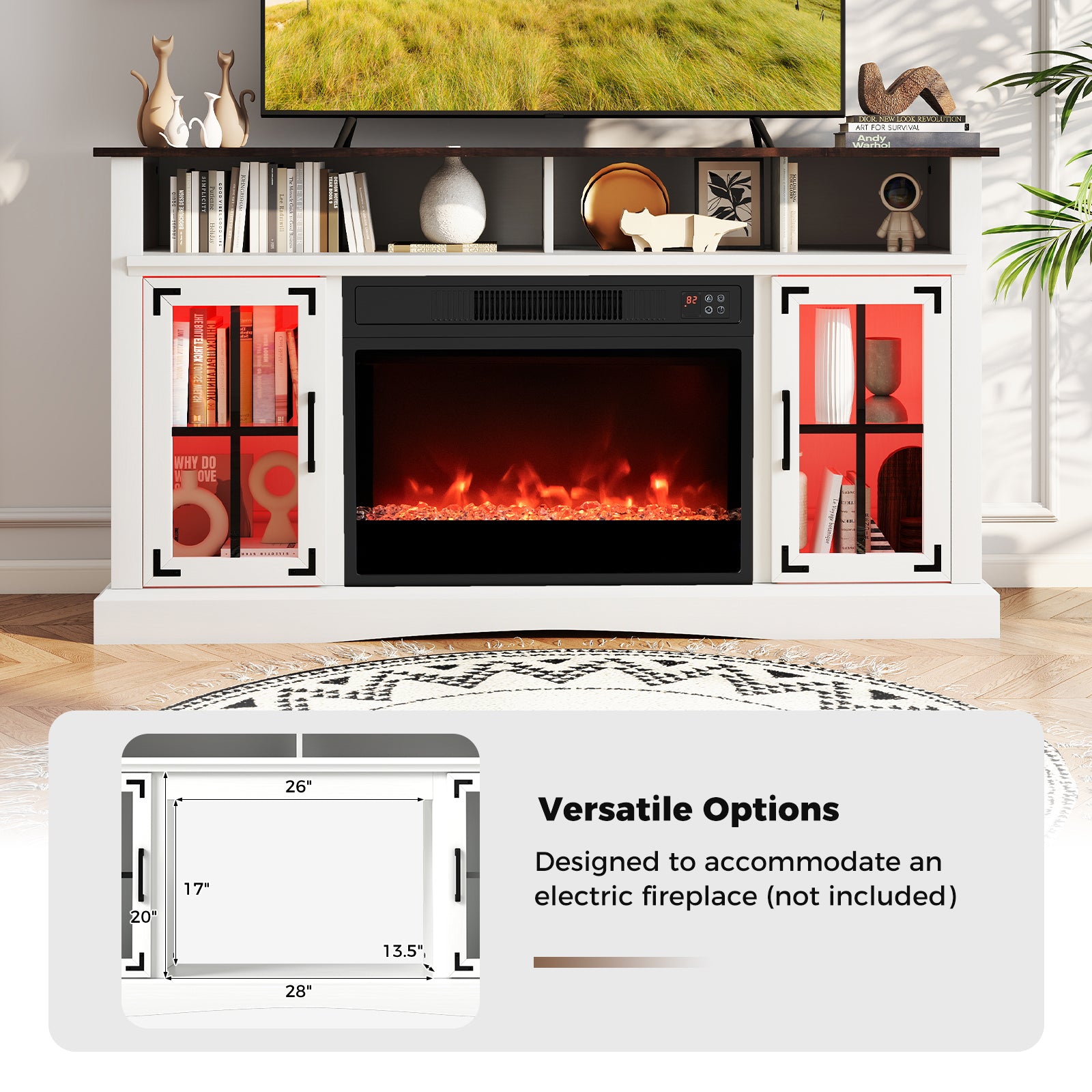 TV Stand with LED Lights and Remote Control, White Entertainment Centers & TV Stands at Gallery Canada