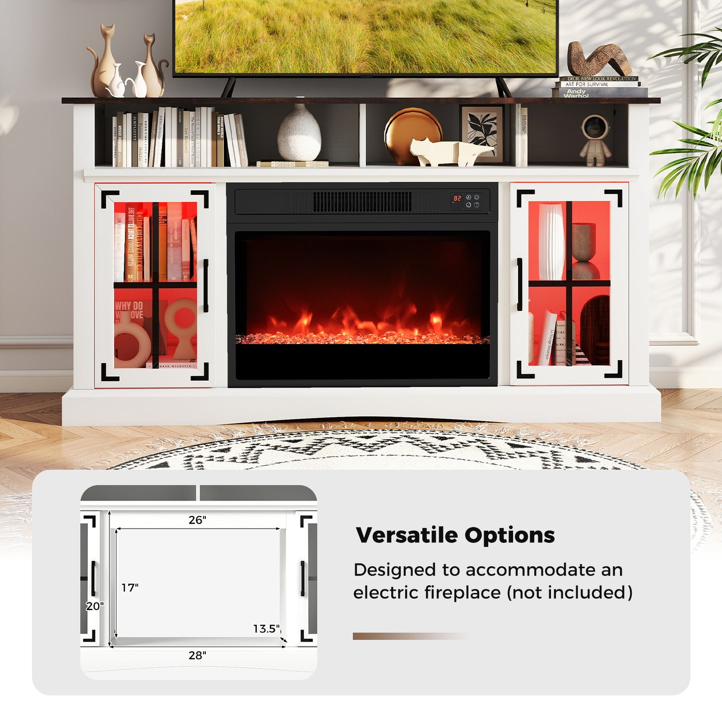 TV Stand with LED Lights and Remote Control, White Entertainment Centers & TV Stands at Gallery Canada