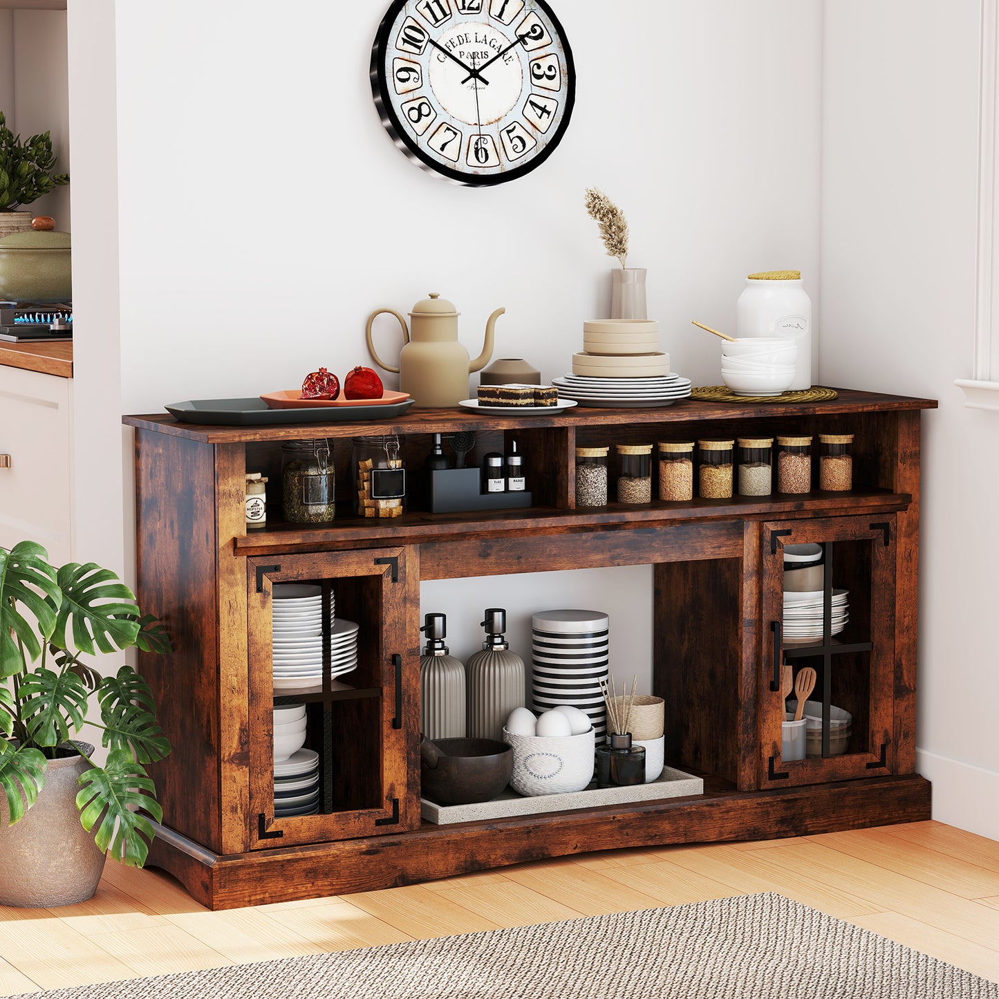 TV Stand with LED Lights and Remote Control, Rustic Brown Entertainment Centers & TV Stands at Gallery Canada