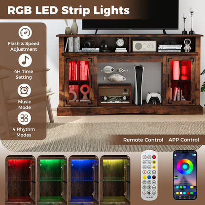 TV Stand with LED Lights and Remote Control, Rustic Brown Entertainment Centers & TV Stands at Gallery Canada