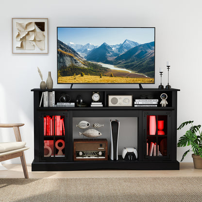 TV Stand with LED Lights and Remote Control, Black Entertainment Centers & TV Stands at Gallery Canada