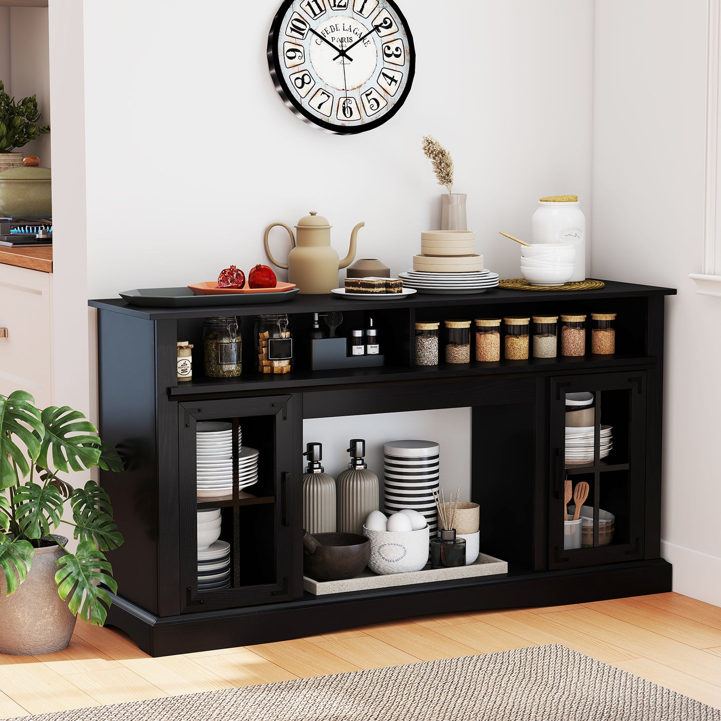 TV Stand with LED Lights and Remote Control, Black Entertainment Centers & TV Stands at Gallery Canada