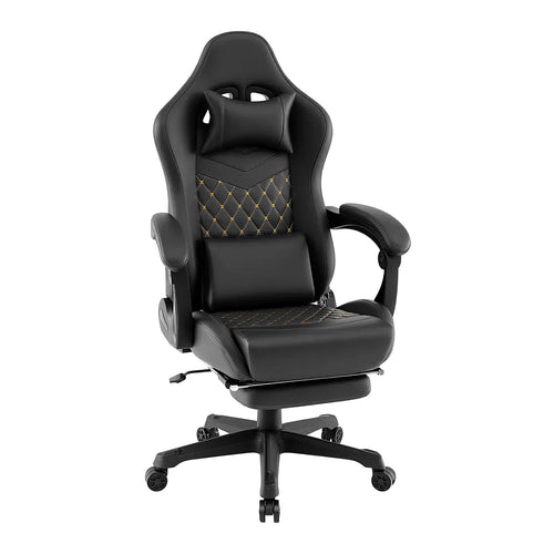 Ergonomic Video Game Computer Chair with Headrest and Lumbar Pillow, Black