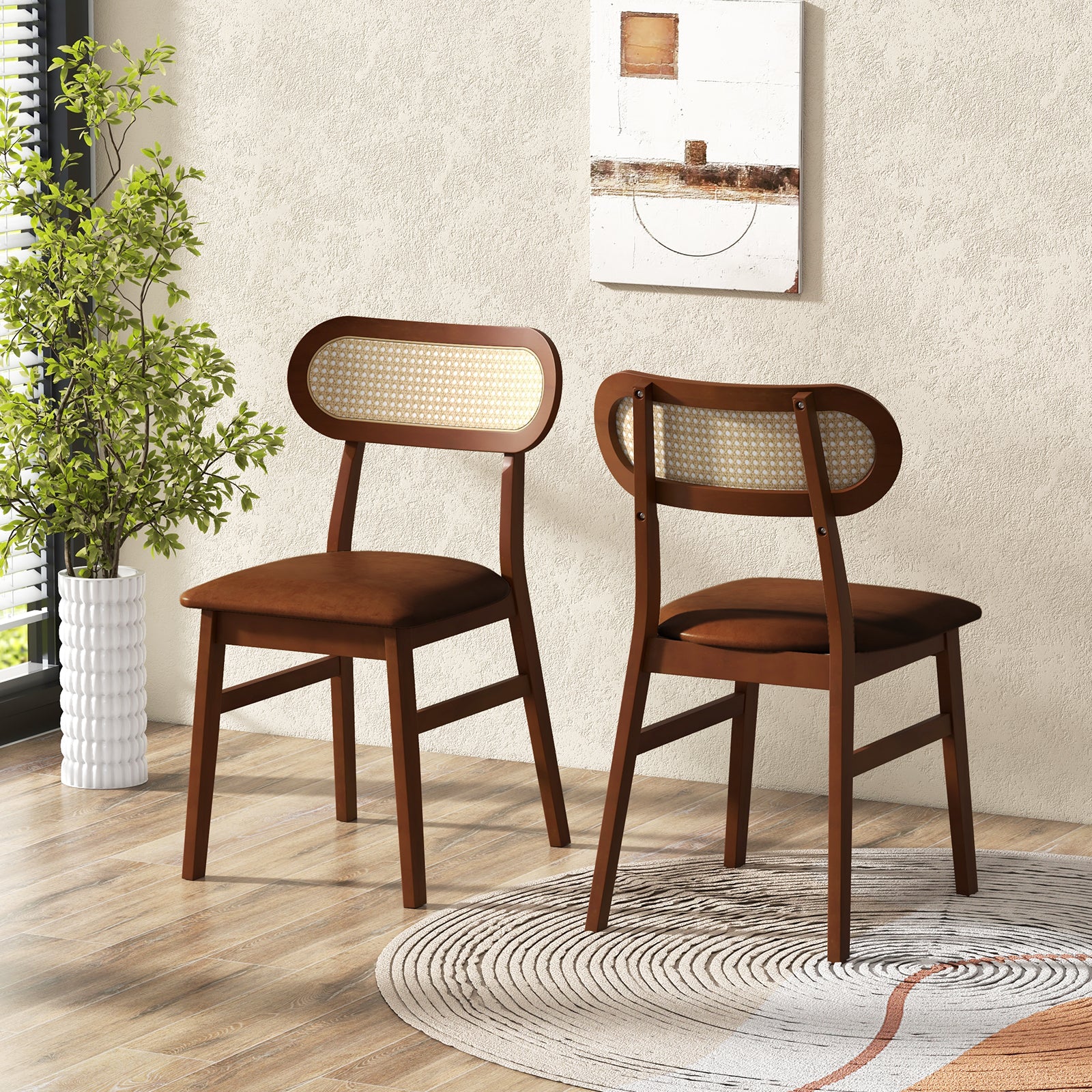 Mid Century Wood Dining Chairs Set of 2, Indoor Dining Chairs at Gallery Canada