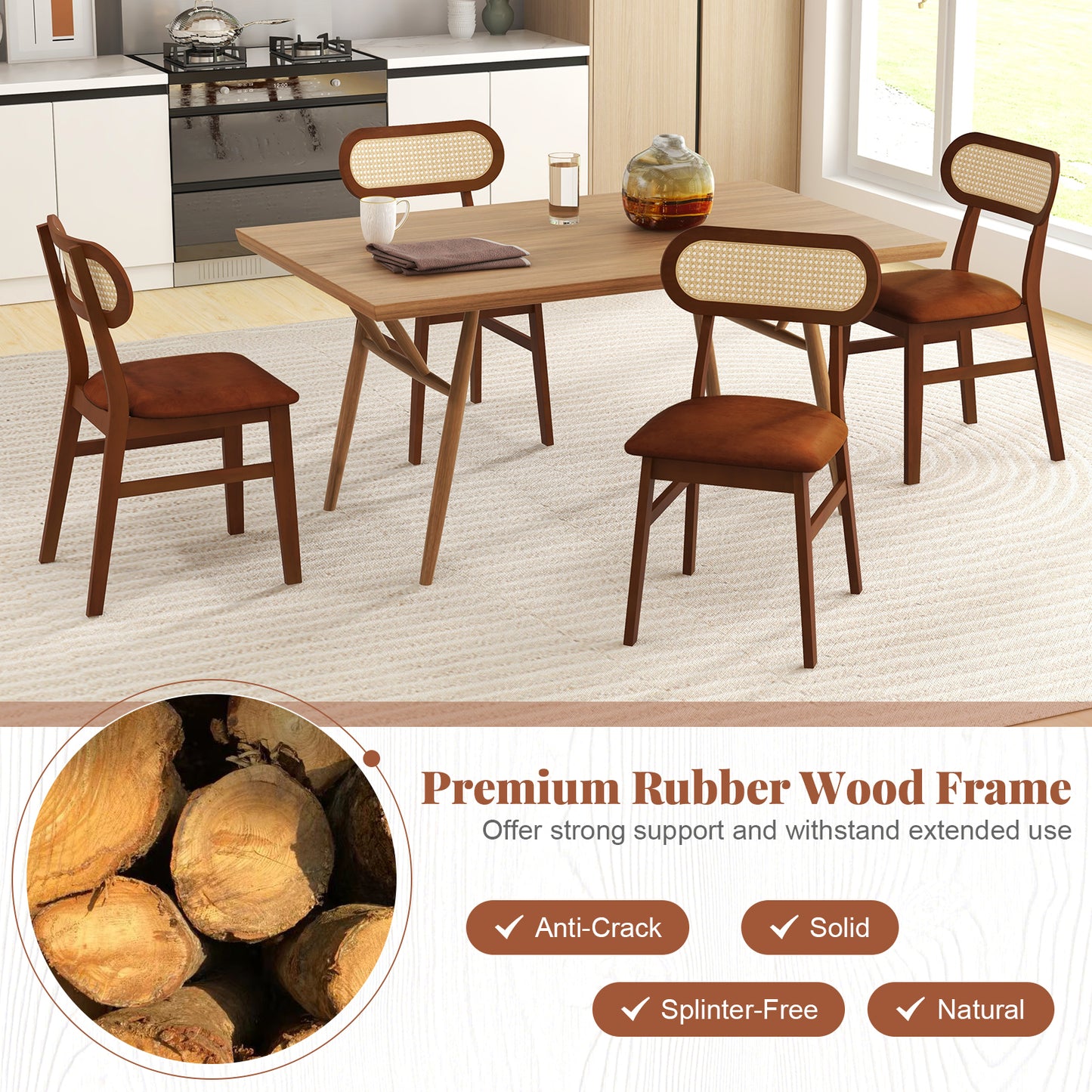 Mid Century Wood Dining Chairs Set of 2, Indoor Dining Chairs at Gallery Canada