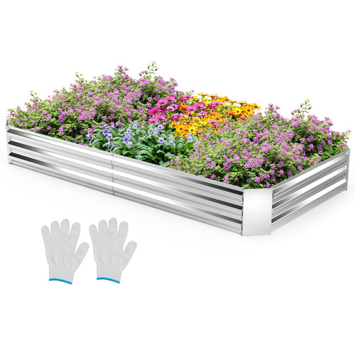 Metal Galvanized Raised Garden Bed, 8 x 4 ft, Silver