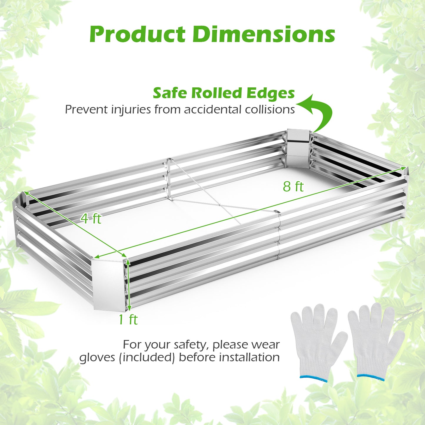 Metal Galvanized Raised Garden Bed with Open-Ended Base-8 x 4 ft, Silver Raised Garden Beds at Gallery Canada