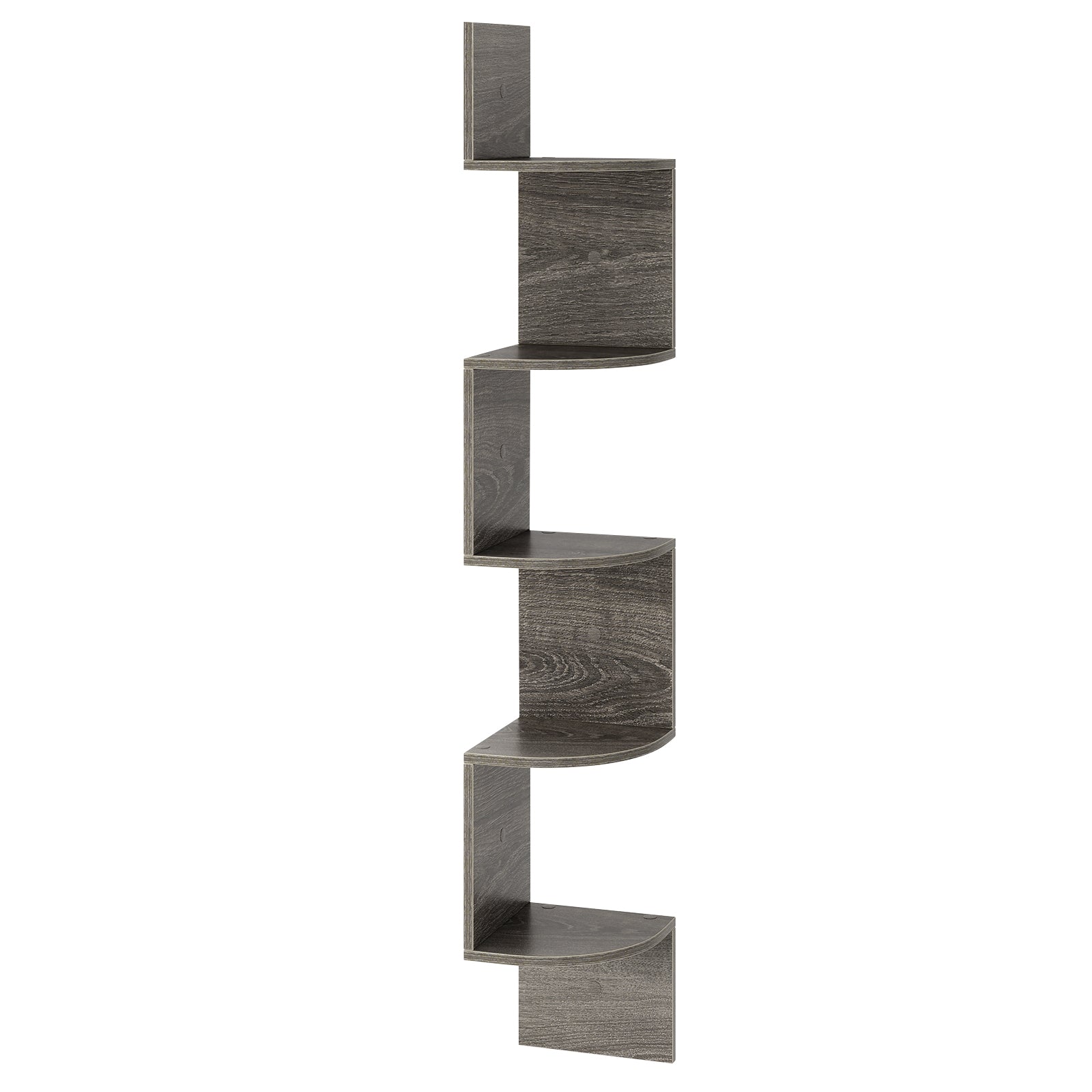 5-Tier Corner Shelf Floating Bookshelf Wall Mounted Storage Organizer, Oak Bookcases at Gallery Canada