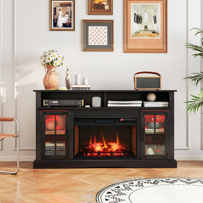 Fireplace TV Stand with Remote Controls and Thermostat for TVs Up to 50 Inch, Black Entertainment Centers & TV Stands at Gallery Canada