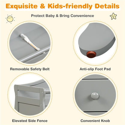 Baby Changing Table Infant Diaper with 3 Drawers and Safety Belt, Gray Changing Tables at Gallery Canada