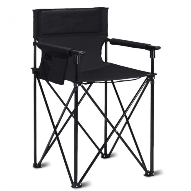 Portable 38 Inch Oversized High Camping Fishing Folding Chair, Black Camping Furniture at Gallery Canada