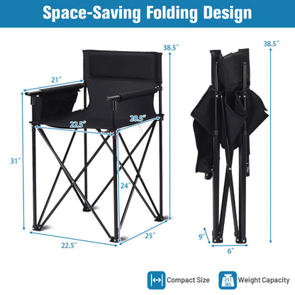 Portable 38 Inch Oversized High Camping Fishing Folding Chair, Black Camping Furniture at Gallery Canada