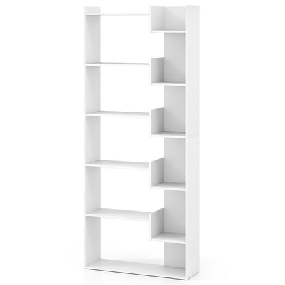 6-Tier Bookshelf, Wooden Bookcase With Anti-Tipping Kits, White