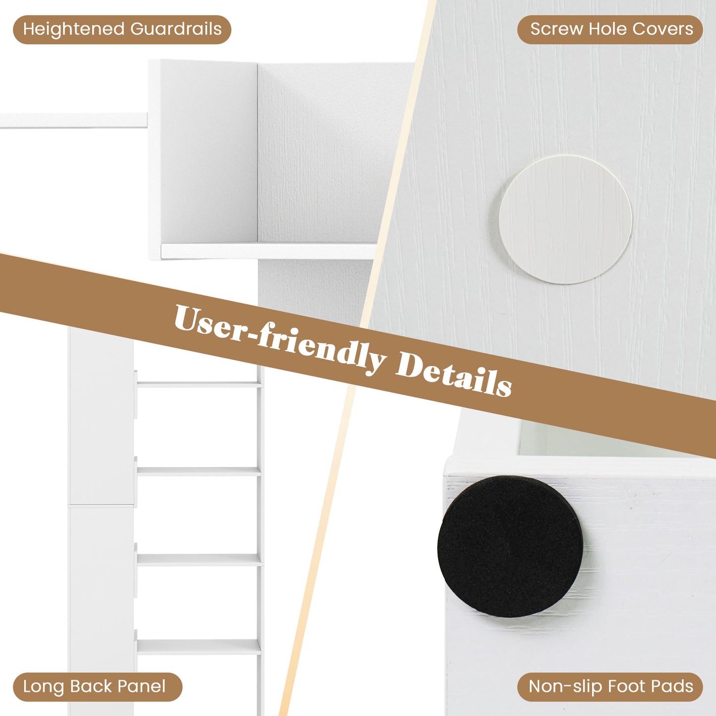 6-Tier Bookshelf Wooden Bookcase with 2 Anti-Tipping Kits Open Display Shelf, White Bookcases at Gallery Canada