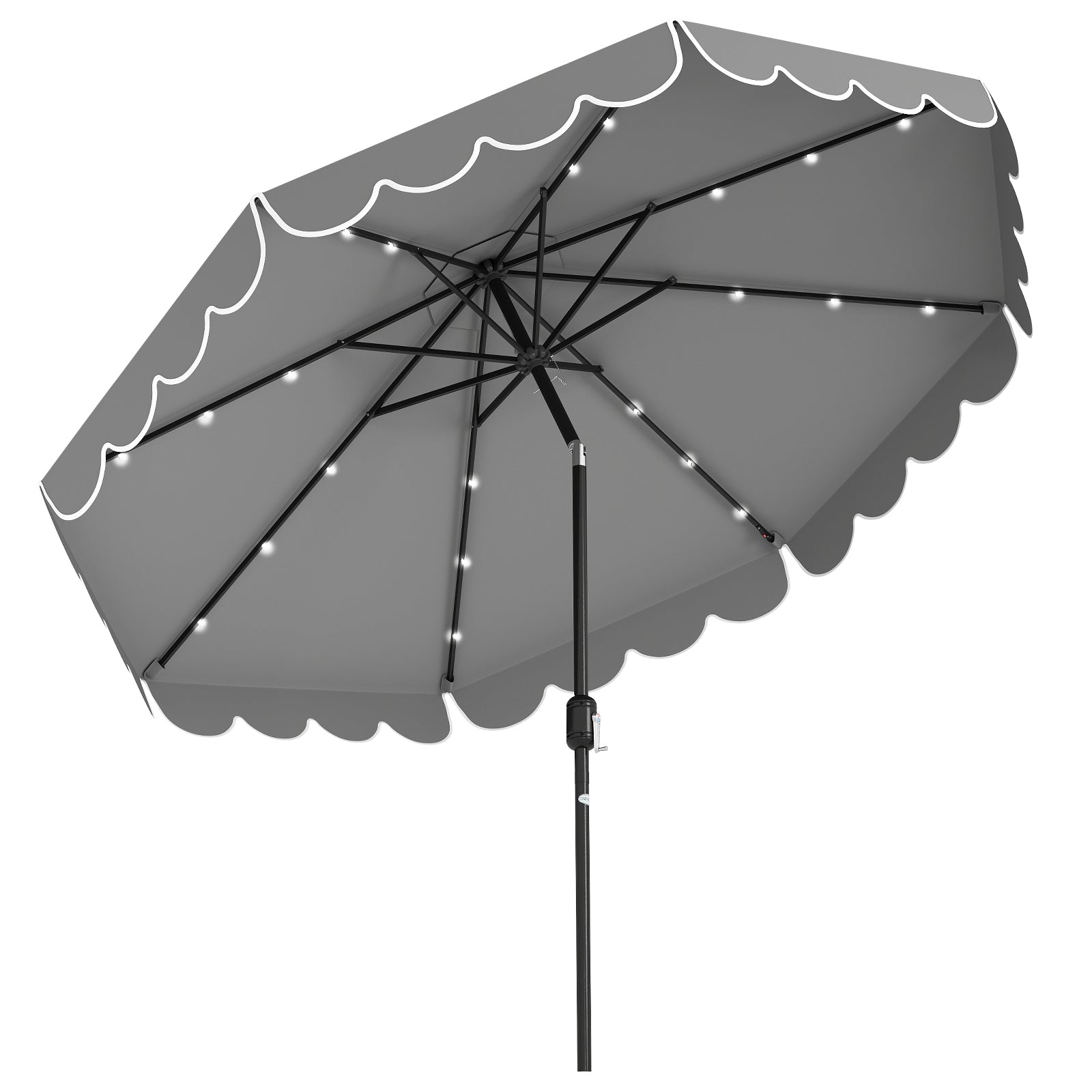 10 Feet Solar Patio Umbrella with 24 LED Lights, Gray Outdoor Umbrellas at Gallery Canada