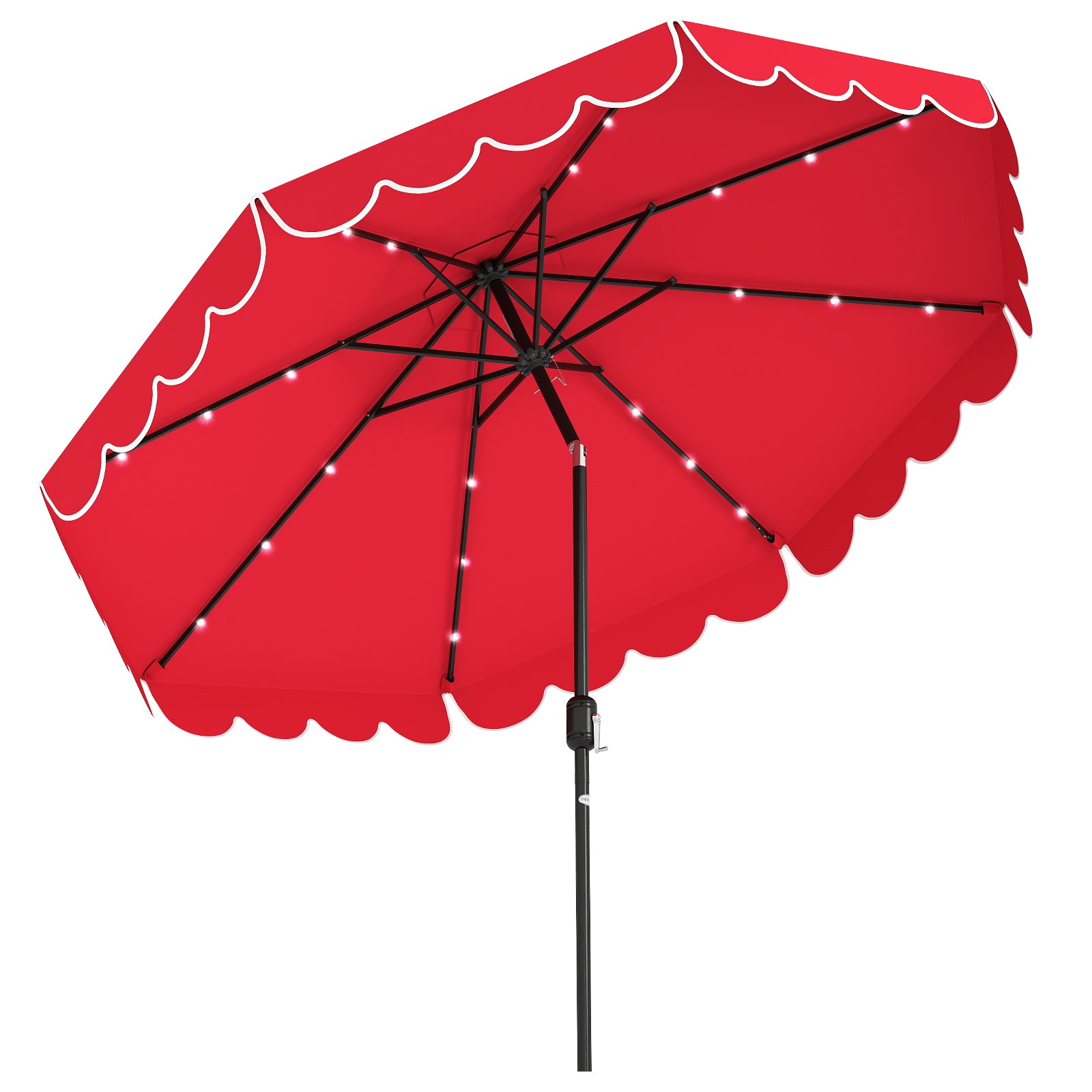 10 Feet Solar Patio Umbrella with 24 LED Lights, Red Outdoor Umbrellas at Gallery Canada