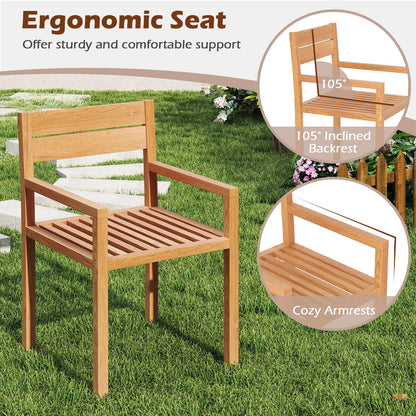 Outdoor Patio Dining Teak Wood Armchair, Natural Patio Dining Chairs at Gallery Canada