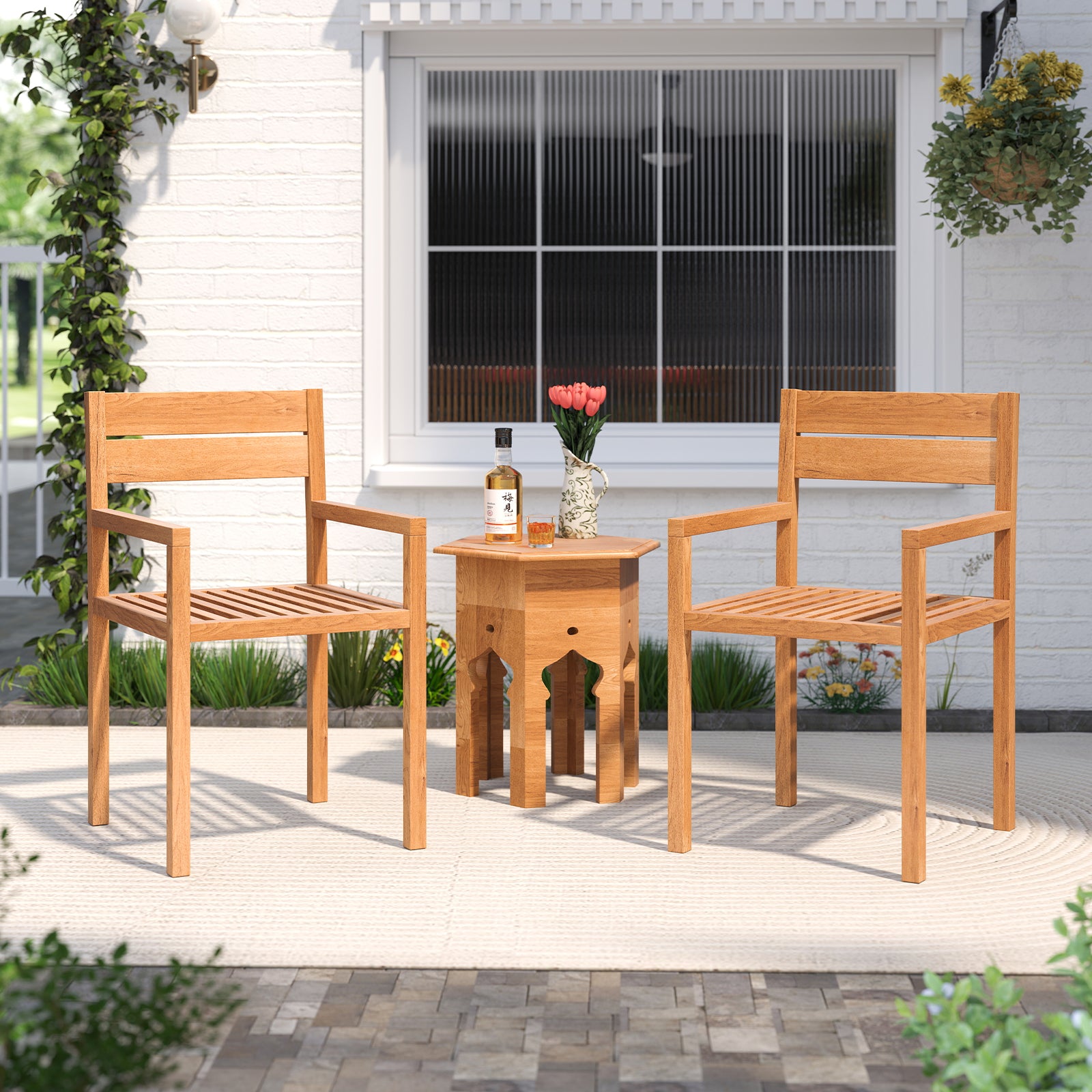 Outdoor Patio Dining Teak Wood Armchair, Natural Patio Dining Chairs at Gallery Canada