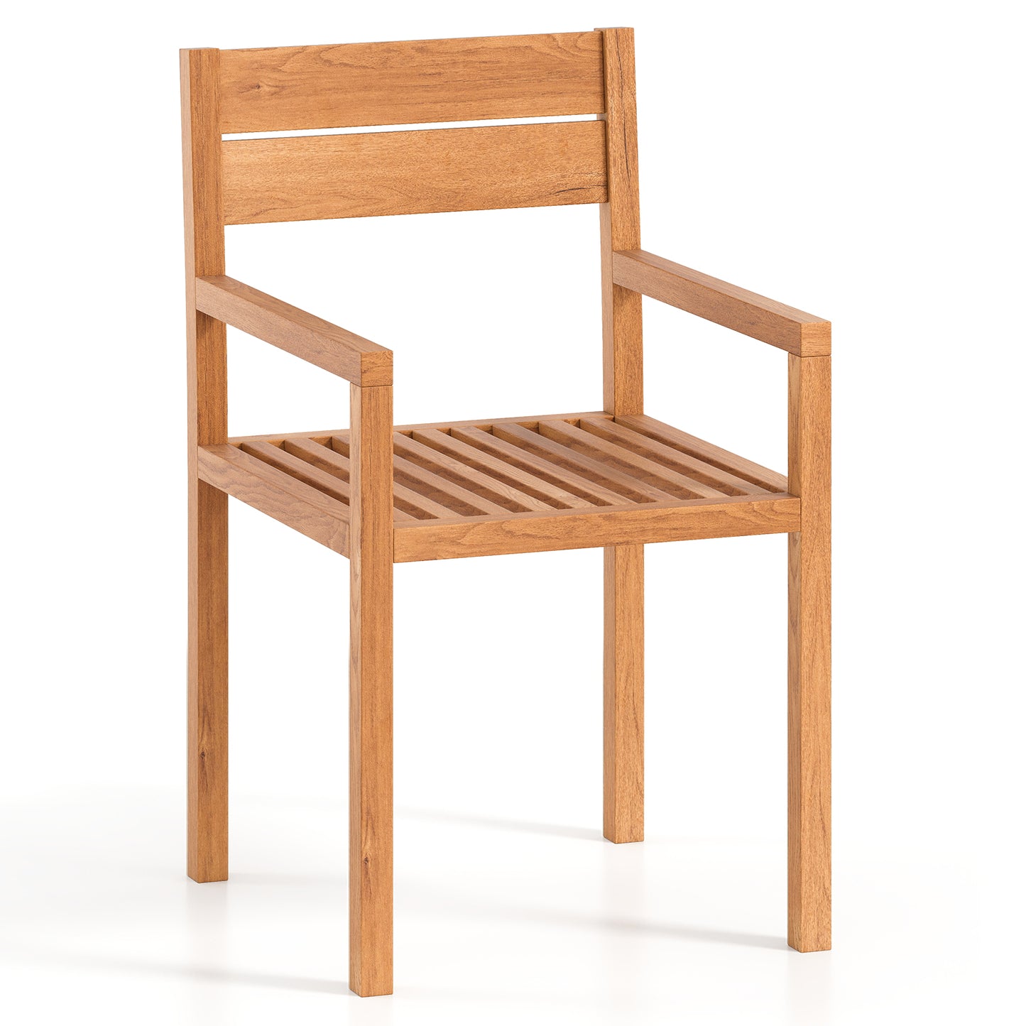 Outdoor Patio Dining Teak Wood Armchair, Natural