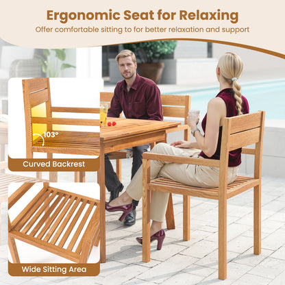 Outdoor Patio Dining Teak Wood Armchair, Natural Patio Dining Chairs at Gallery Canada