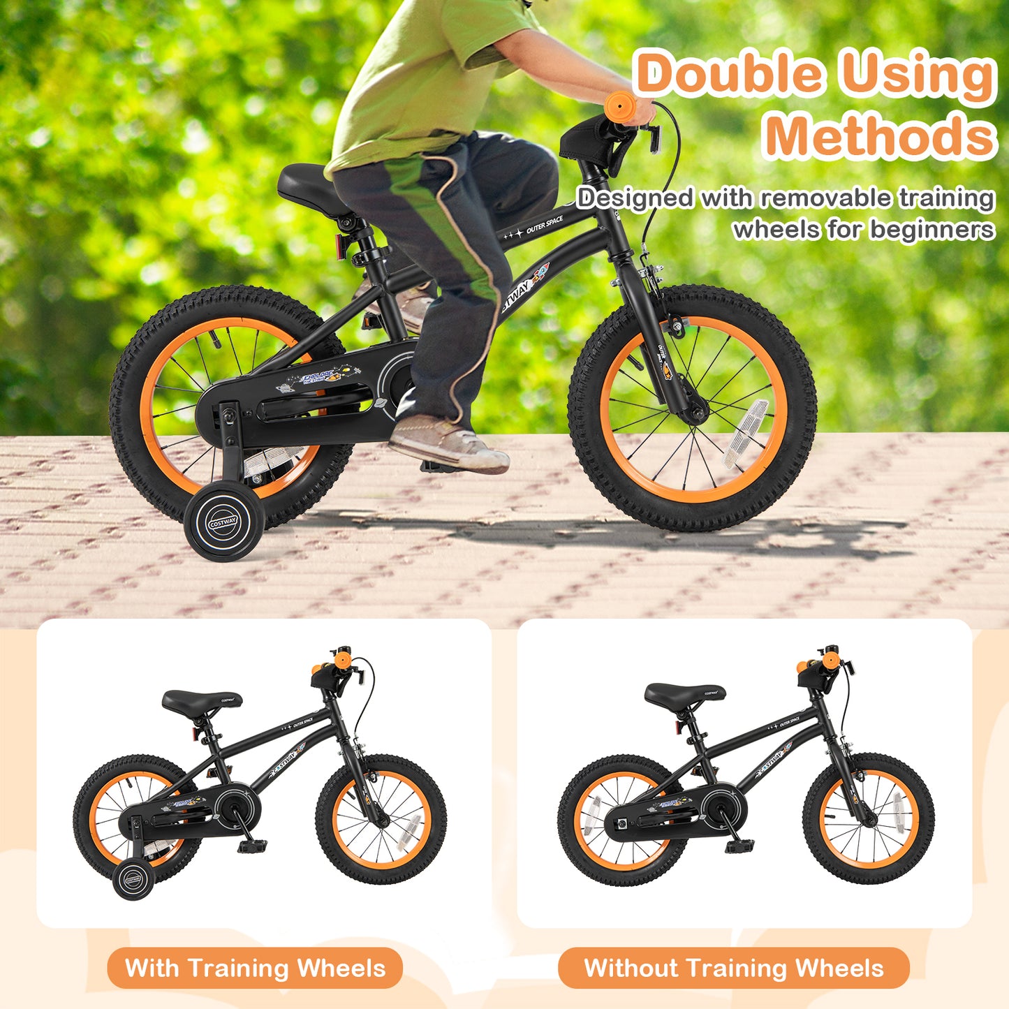 14-Inch Kids Bike Sport Bicycle for 3-5 Years Old with Adjustable Seat-14 inches, Black Kids Bike at Gallery Canada