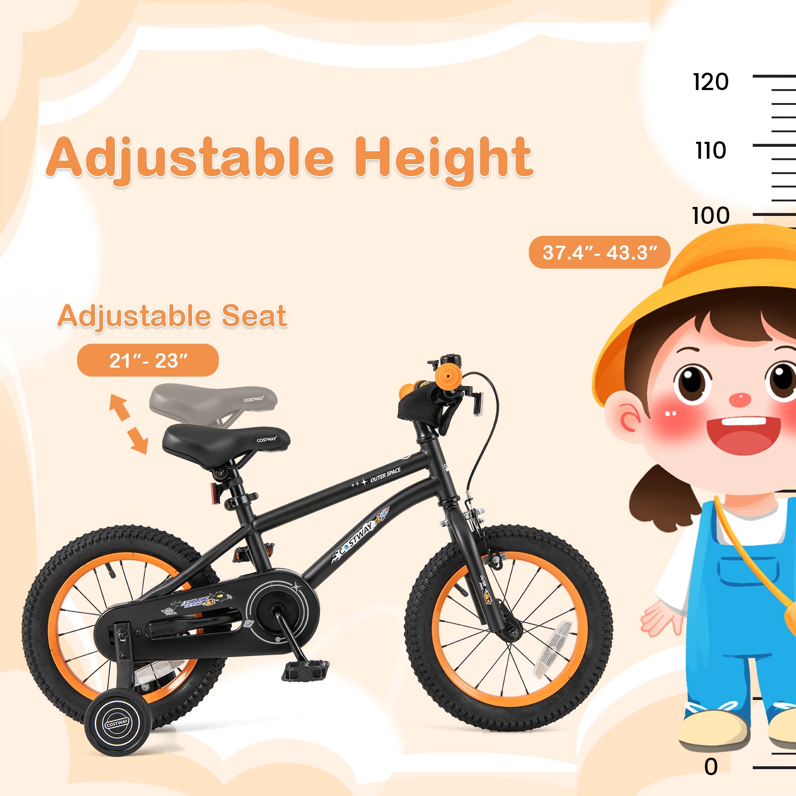 14-Inch Kids Bike Sport Bicycle for 3-5 Years Old with Adjustable Seat-14 inches, Black Kids Bike at Gallery Canada
