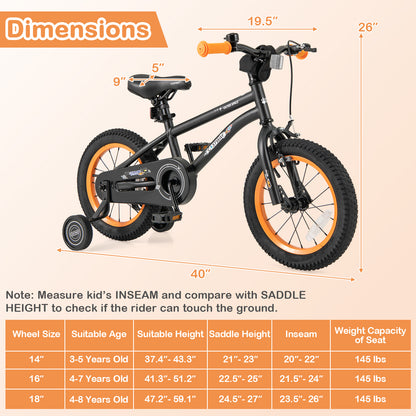 14-Inch Kids Bike Sport Bicycle for 3-5 Years Old with Adjustable Seat-14 inches, Black Kids Bike at Gallery Canada