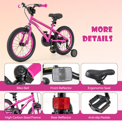 16-Inch Kids Bike for 4-7 Years Old Adjustable with Removable Training Wheels-16 inches, Pink Kids Bike at Gallery Canada