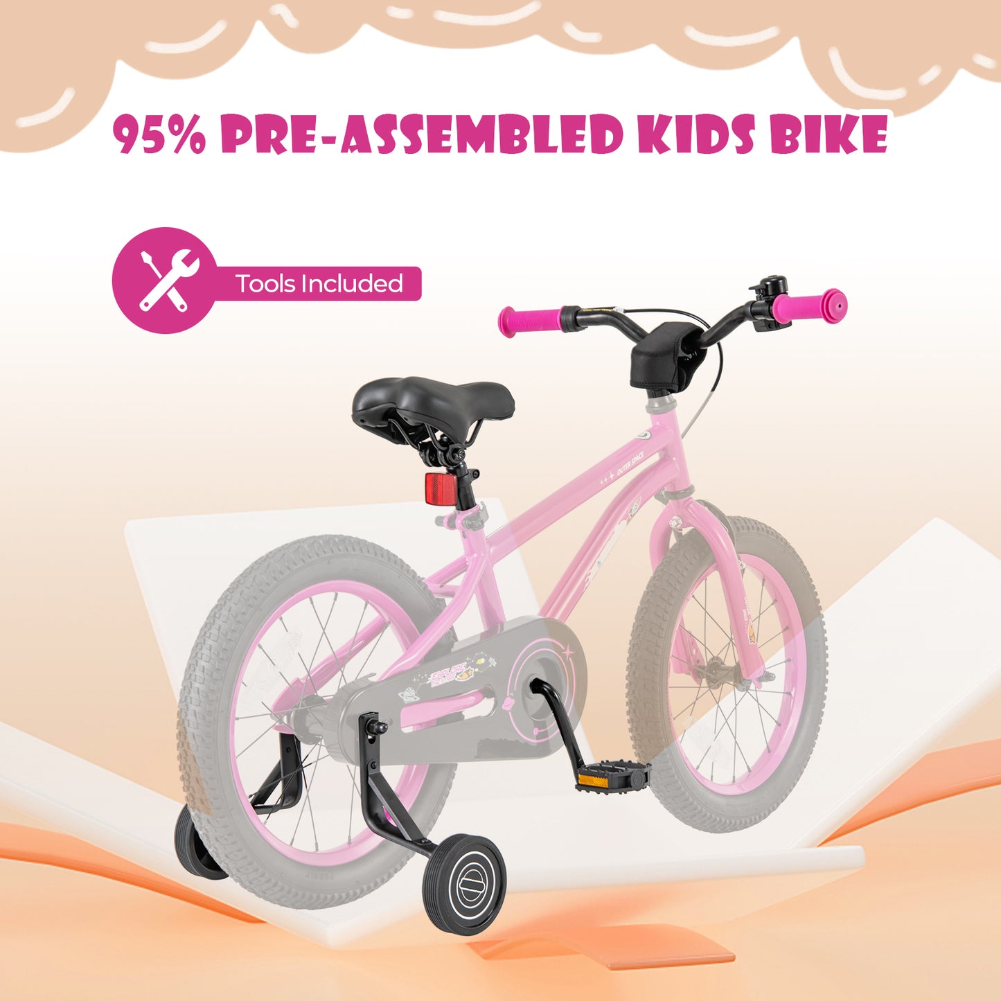 16-Inch Kids Bike for 4-7 Years Old Adjustable with Removable Training Wheels-16 inches, Pink Kids Bike at Gallery Canada