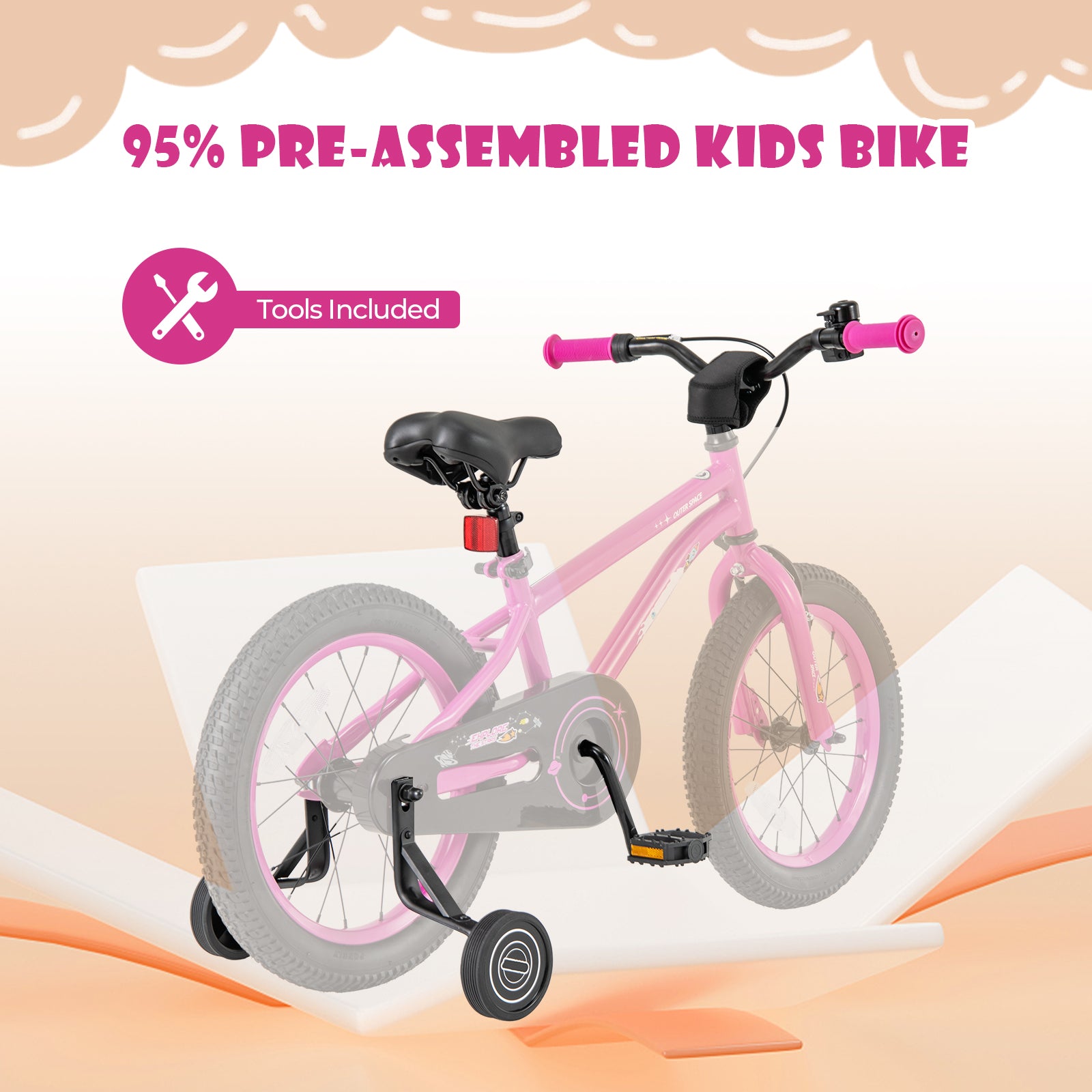 16-Inch Kids Bike for 4-7 Years Old Adjustable with Removable Training Wheels-16 inches, Pink Kids Bike at Gallery Canada