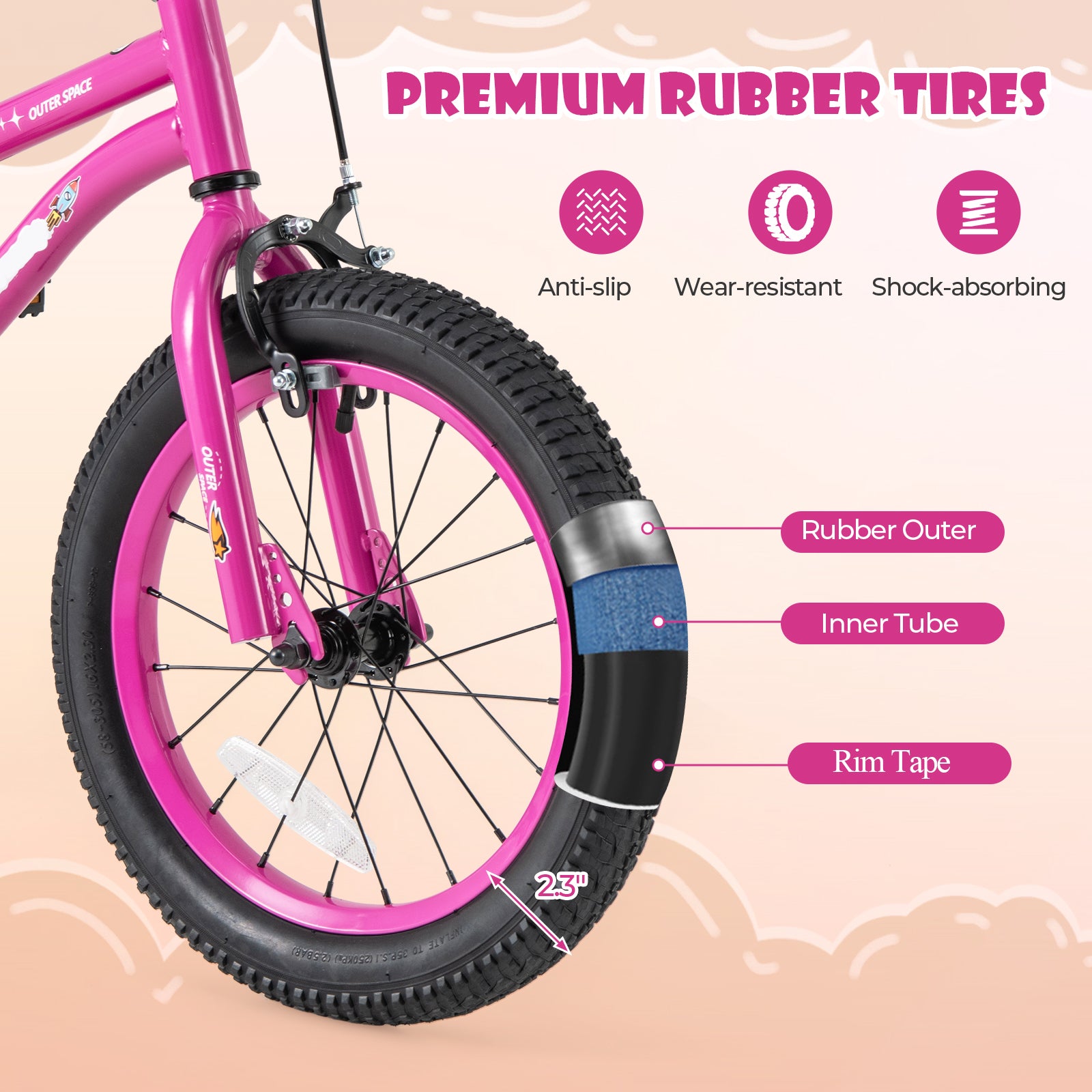16-Inch Kids Bike for 4-7 Years Old Adjustable with Removable Training Wheels-16 inches, Pink Kids Bike at Gallery Canada