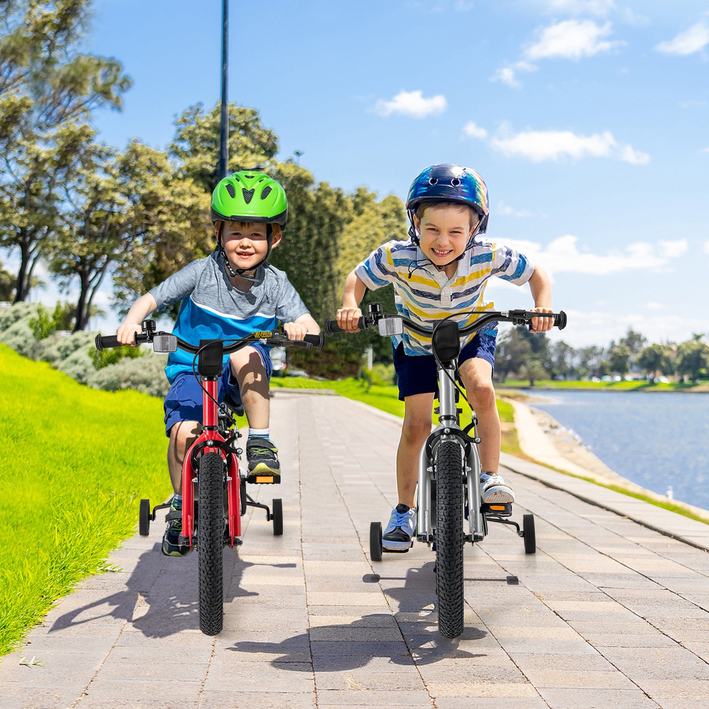 16-Inch Kids Bike Bicycle for Boys Girls 4-7 Adjustable with High Carbon Steel Frame-16 inches, Silver Kids Bike at Gallery Canada