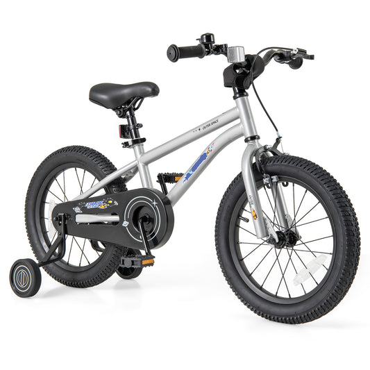 16-Inch Kids Bike Bicycle for Boys Girls 4-7 Adjustable with High Carbon Steel Frame-16 inches, Silver Kids Bike Silver at Gallery Canada