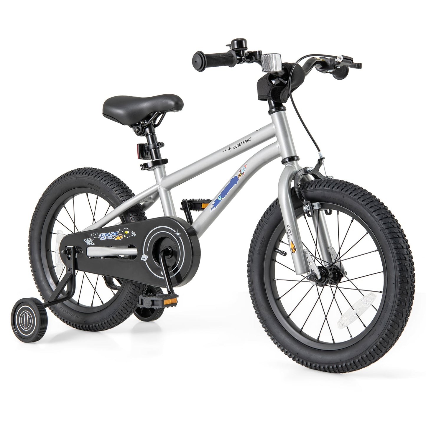 Vélo pour enfants de 16 pouces pour garçons et filles, réglable, cadre en acier haute teneur en carbone, argenté