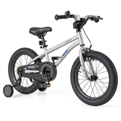 Vélo pour enfants de 16 pouces pour garçons et filles, réglable, cadre en acier haute teneur en carbone, argenté