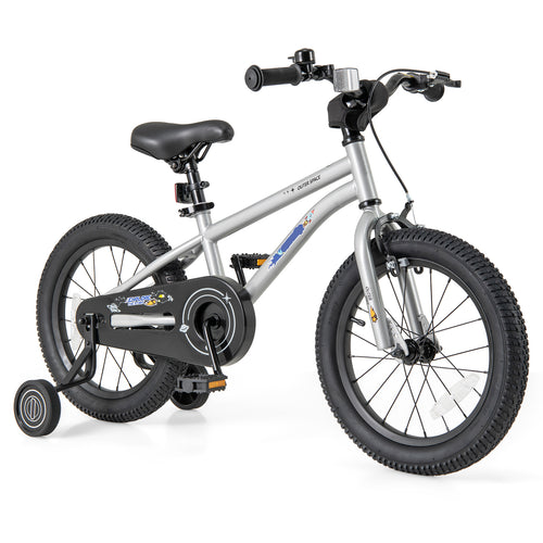 16-Inch Kids Bike Bicycle for Boys Girls 4-7 Adjustable with High Carbon Steel Frame-16 inches, Silver