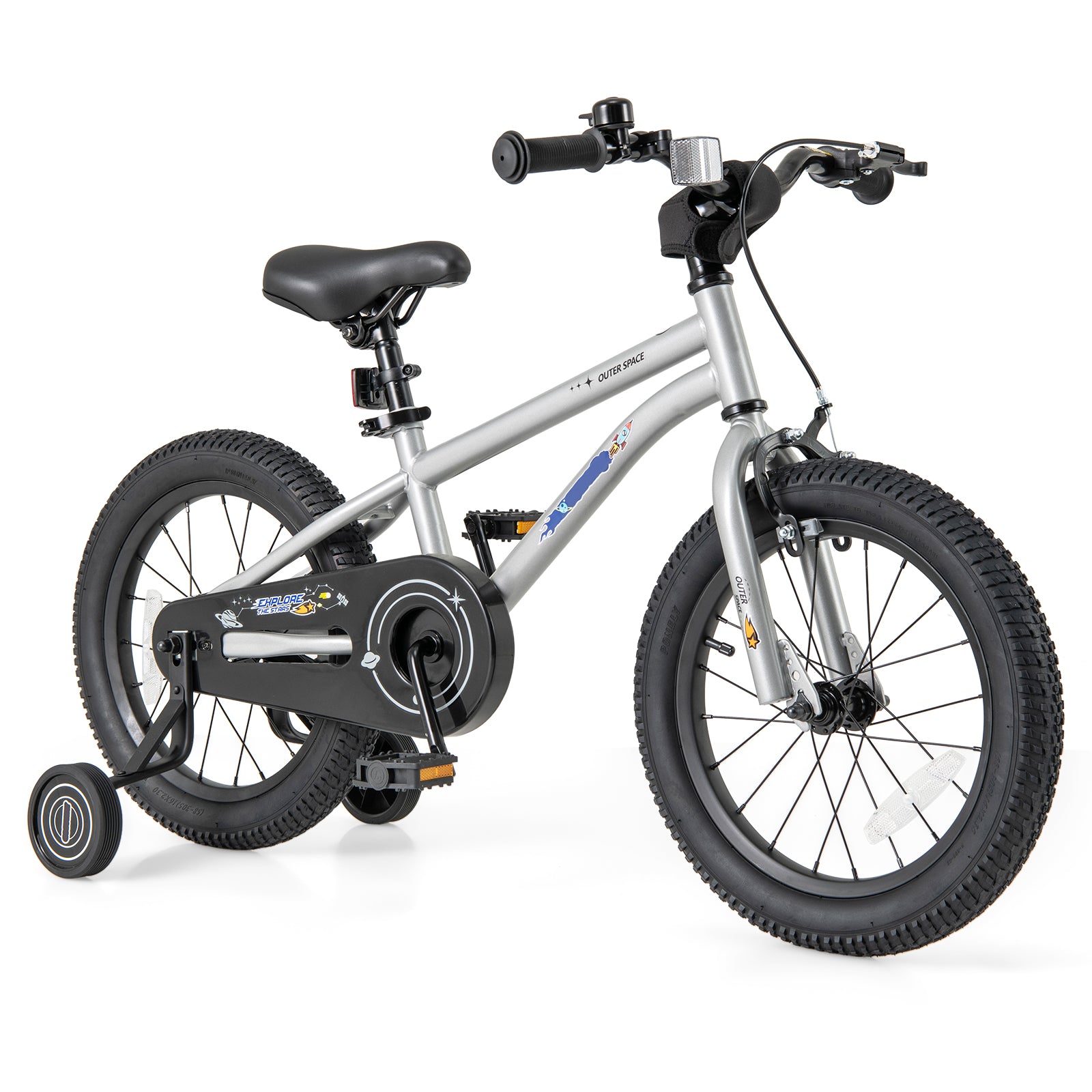 16-Inch Kids Bike Bicycle for Boys Girls 4-7 Adjustable with High Carbon Steel Frame-16 inches, Silver Kids Bike at Gallery Canada