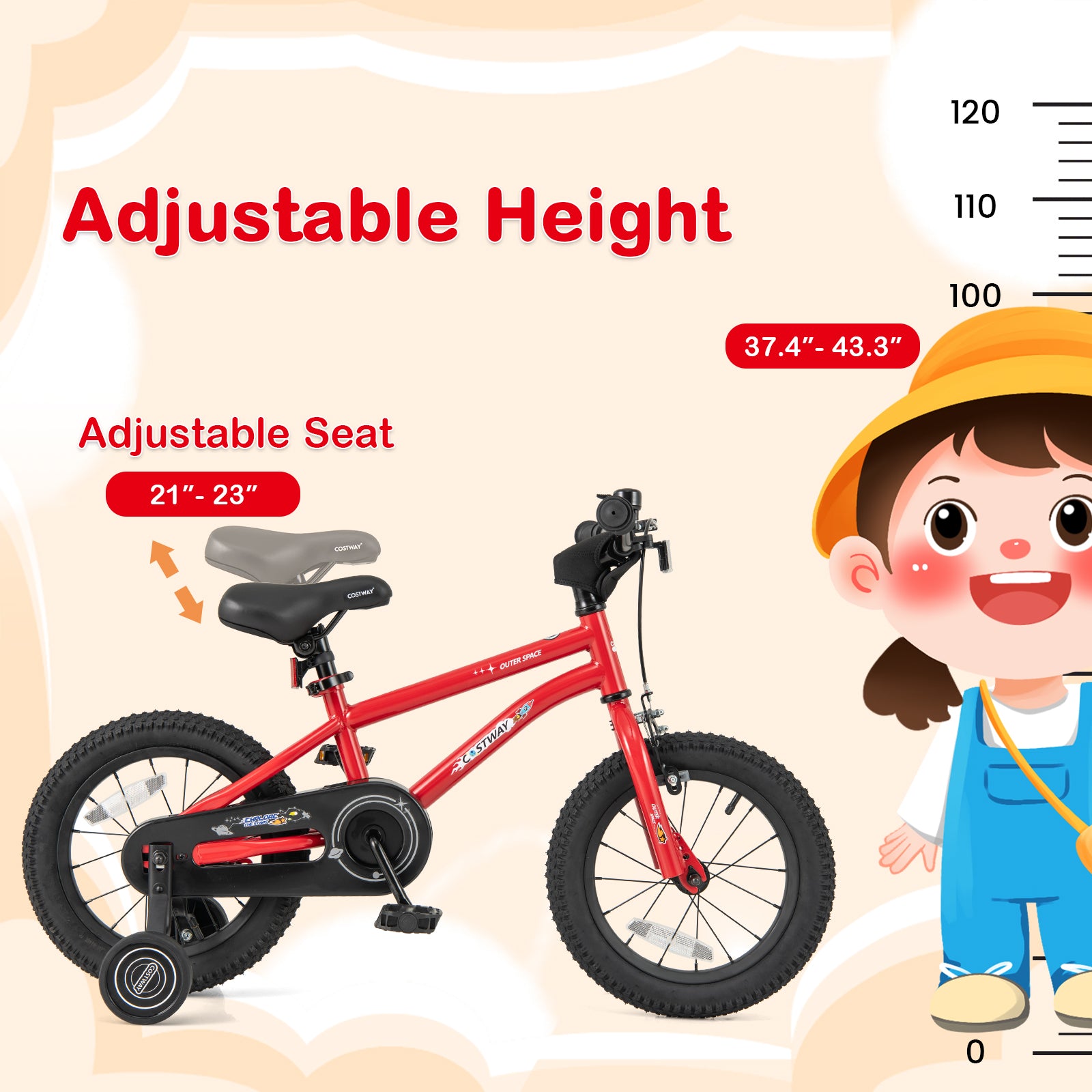 14-Inch Kids Bike Ages 3-8 with Handbrake and Coaster Brake and Bell Ring-14 inches, Red Kids Bike at Gallery Canada