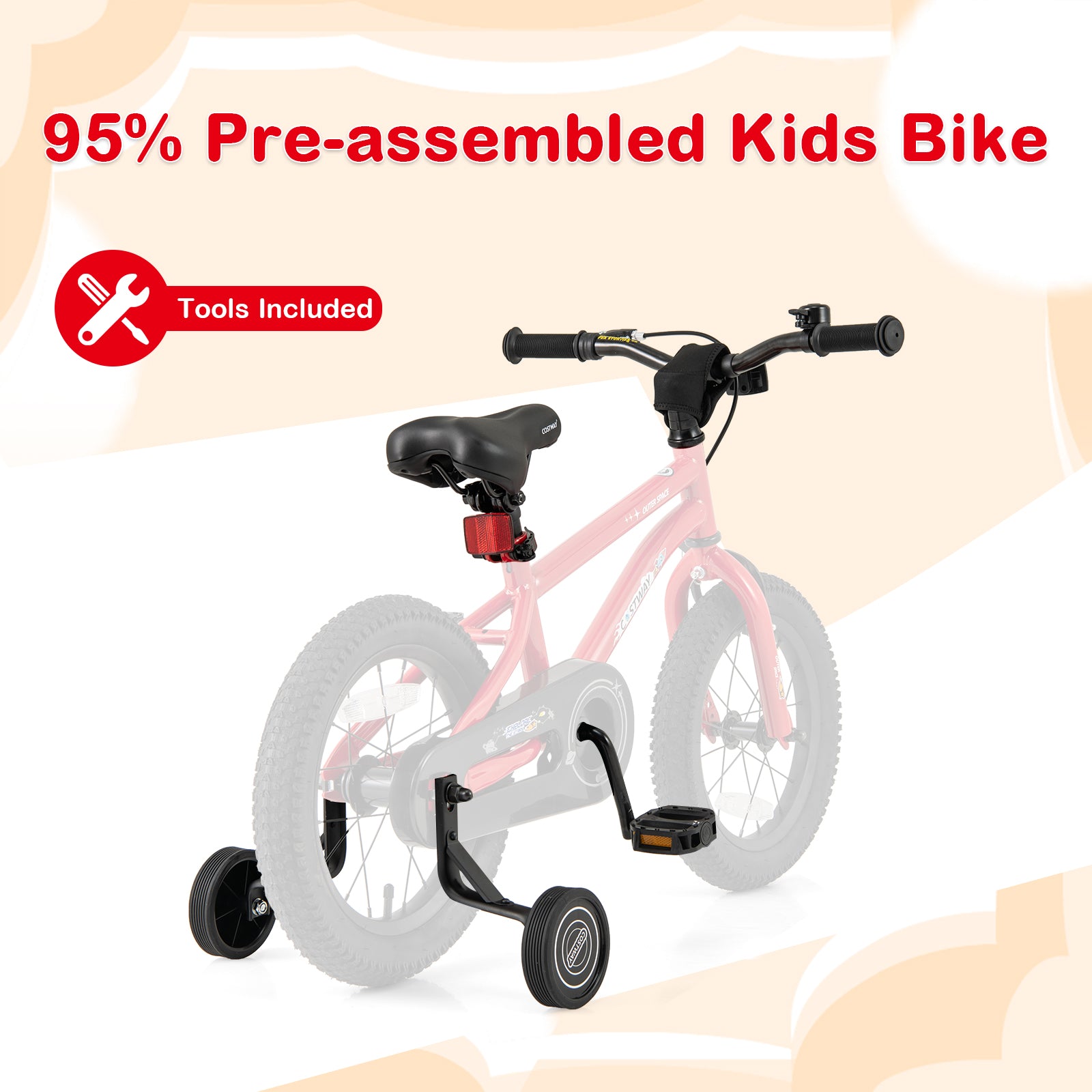 14-Inch Kids Bike Ages 3-8 with Handbrake and Coaster Brake and Bell Ring-14 inches, Red Kids Bike at Gallery Canada