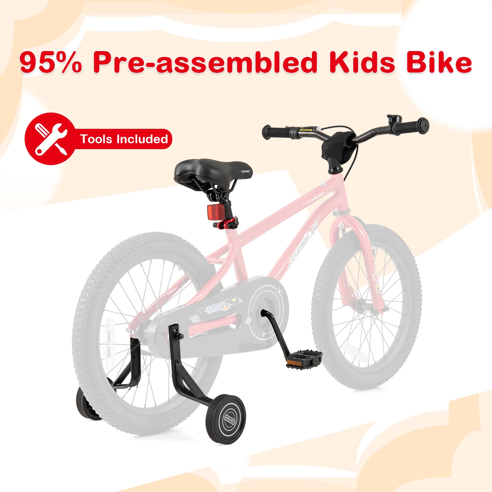 18-Inch Kids Bike Ages 3-8 with Handbrake and Coaster Brake and Bell Ring-18 inches, Red Kids Bike at Gallery Canada