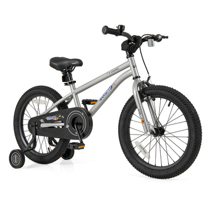 18-Inch Kids Bike Bicycle for Boys Girls 4-8 with High Carbon Steel Frame, Silver Kids Bike Silver at Gallery Canada