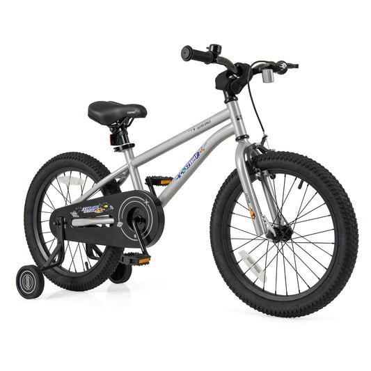 18-Inch Kids Bike Bicycle for Boys Girls 4-8 with High Carbon Steel Frame, Silver Kids Bike Silver at Gallery Canada