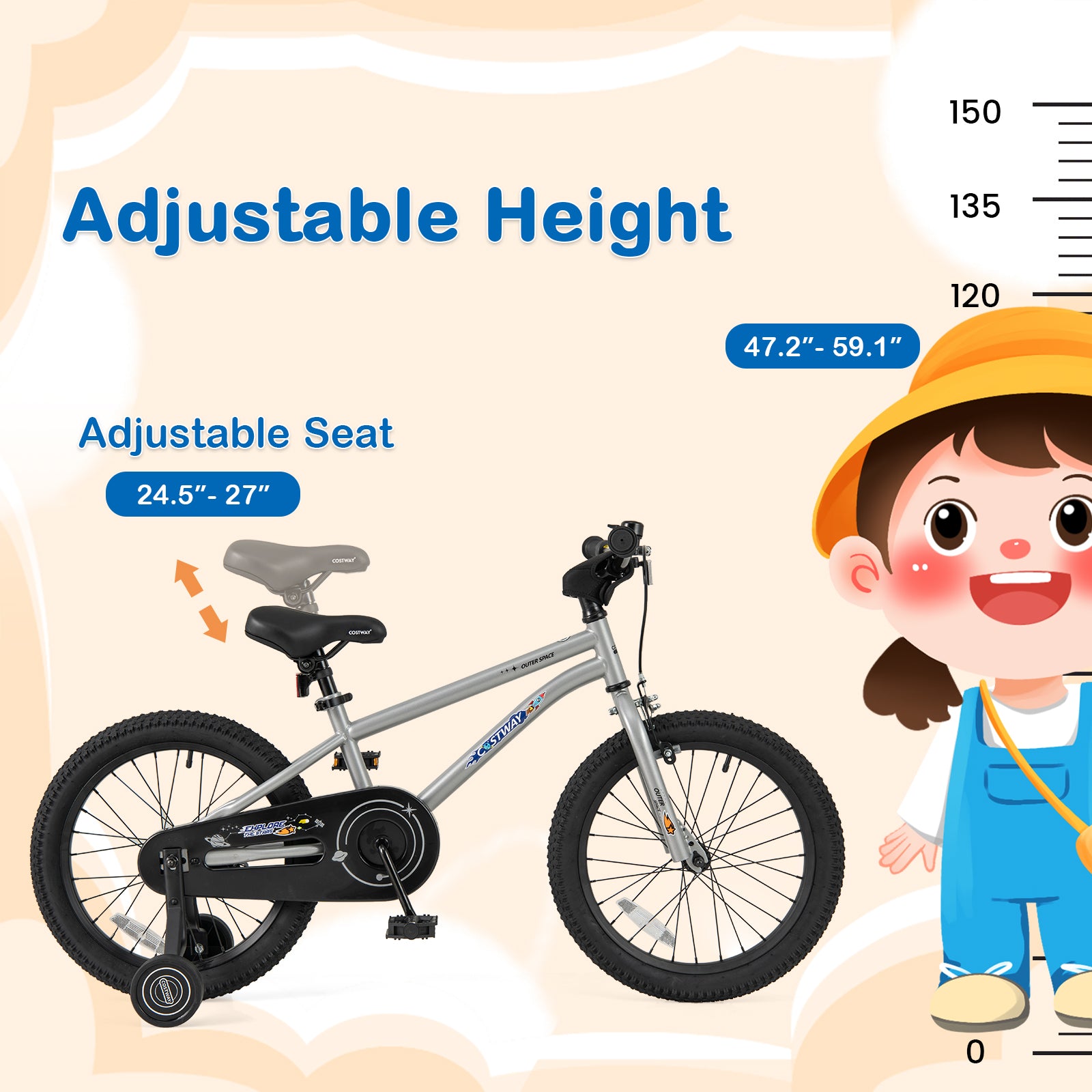 Kids Bike, 18-Inch, High Carbon Steel Frame, Silver Kids Bike at Gallery Canada