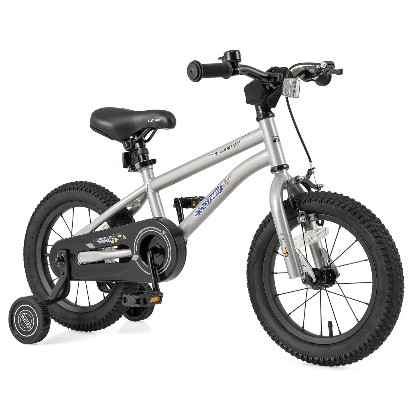 14-Inch Kids Bike Bicycle for Boys Girls 3-5 with High Carbon Steel Frame, Silver Kids Bike Silver at Gallery Canada