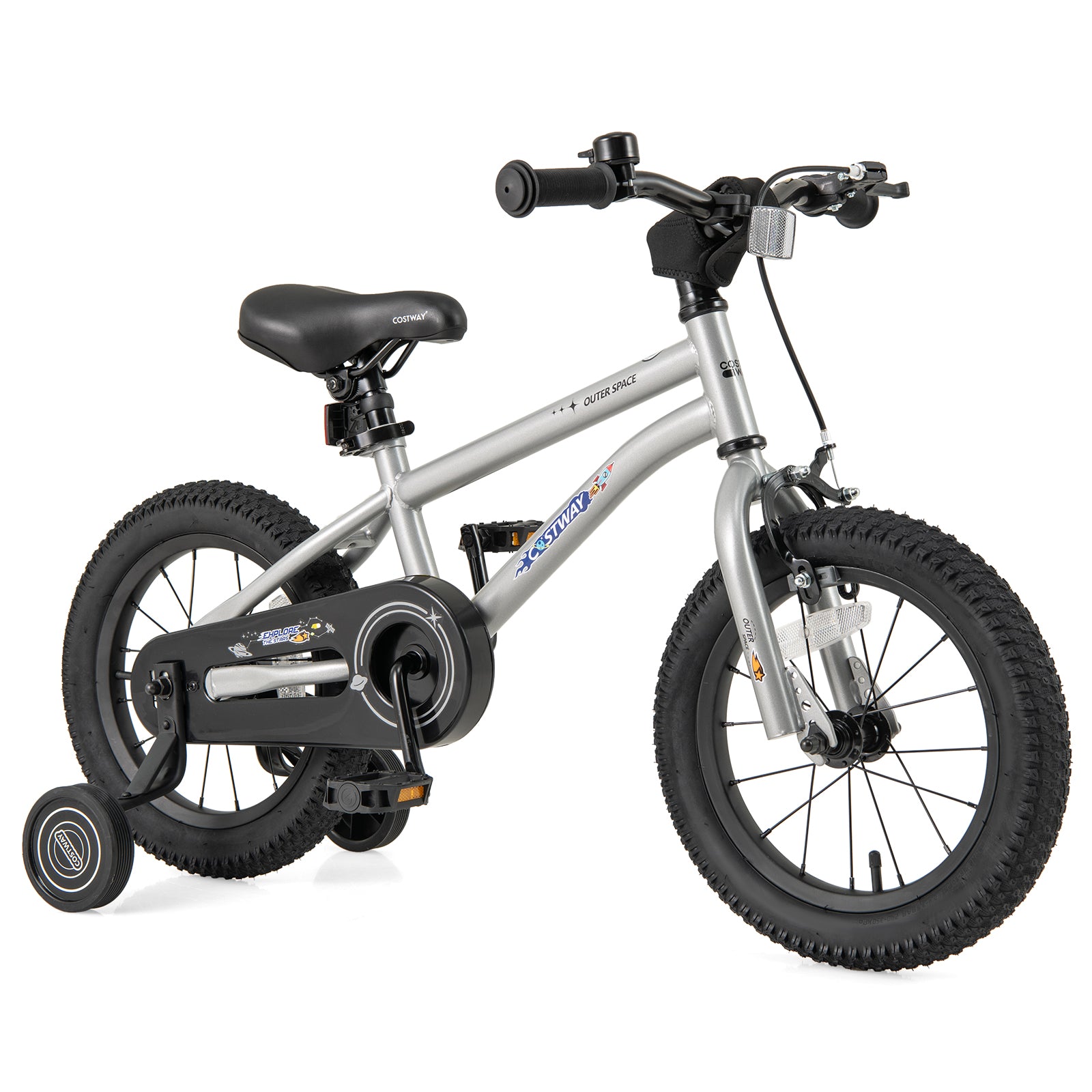 14-Inch Kids Bike Bicycle for Boys Girls 3-5 with High Carbon Steel Frame, Silver Kids Bike Silver at Gallery Canada