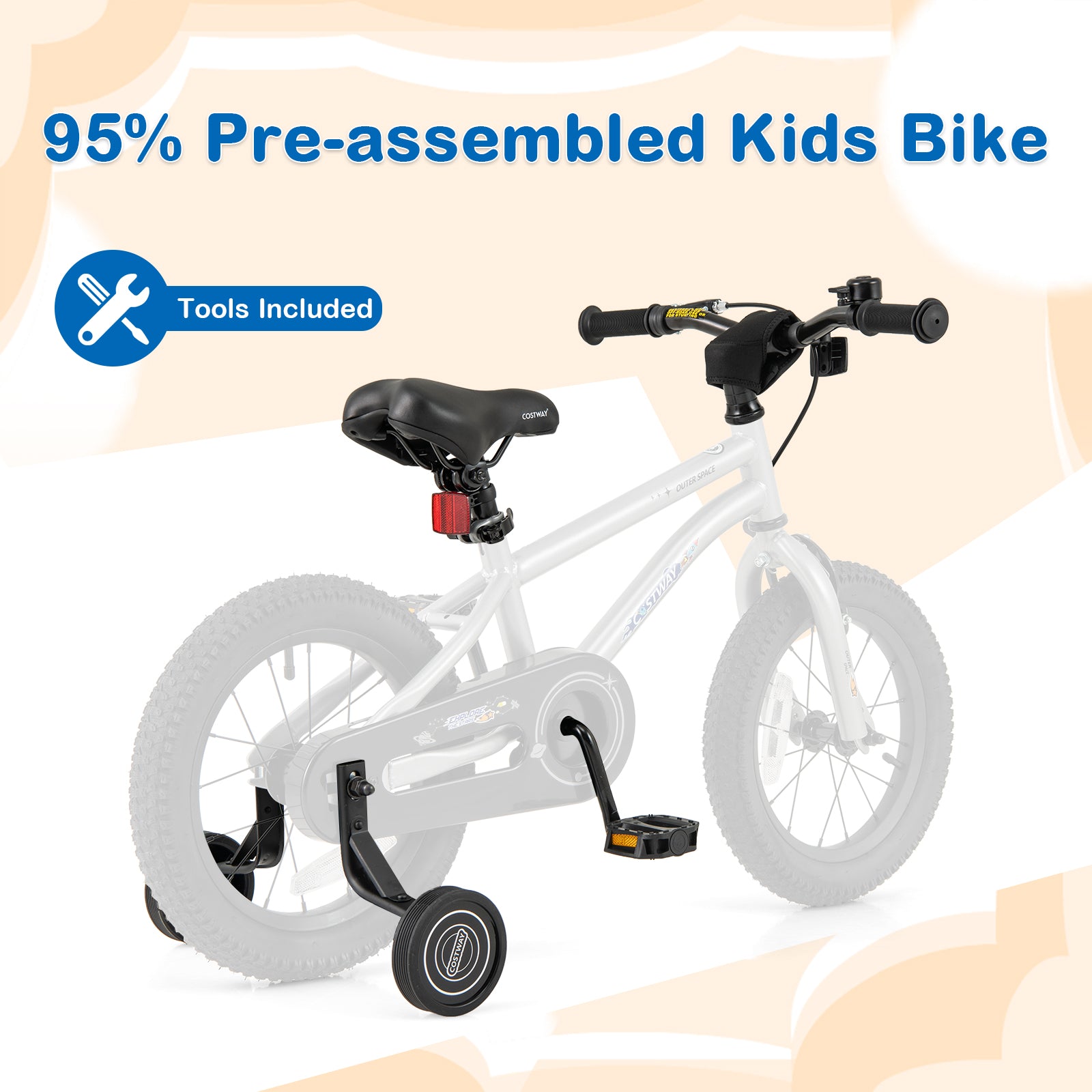 14-Inch Kids Bike Bicycle for Boys Girls 3-5 with High Carbon Steel Frame, Silver Kids Bike at Gallery Canada