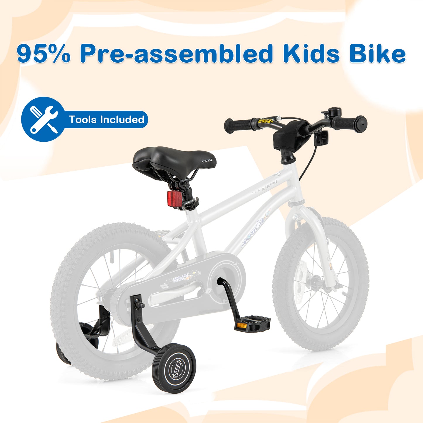 14-Inch Kids Bike Bicycle for Boys Girls 3-5 with High Carbon Steel Frame, Silver Kids Bike at Gallery Canada